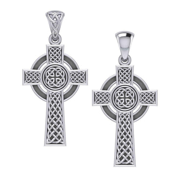 Large Reversible Celtic Cross Silver Pendant TPD3726 - Jewelry